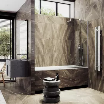 Шторка на ванну Maybah Glass MGV-65-5у 90х140 см, профиль хром матовый, стекло прозрачное