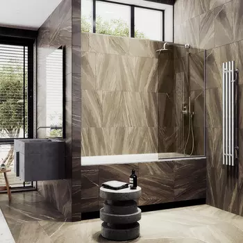 Шторка на ванну Maybah Glass MGV-71-5у 90х140 см, профиль хром матовый, стекло бронза