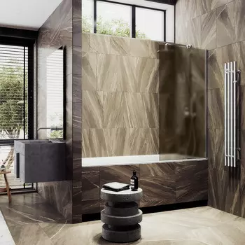 Шторка на ванну Maybah Glass MGV-75-5ш 70х140 см, профиль хром матовый, стекло бронза матовая