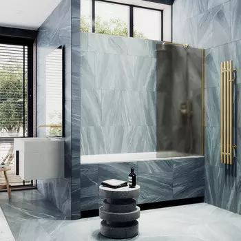 Шторка на ванну Maybah Glass MGV-75-3ш 70х140 см, профиль золото, стекло бронза матовая