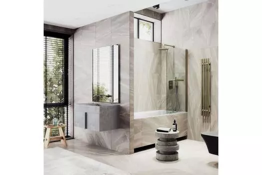 Шторка на ванну Maybah Glass MGV-764-3 40х140 см, профиль золото, стекло прозрачное