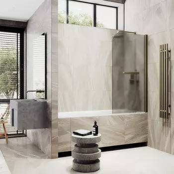 Шторка на ванну Maybah Glass MGV-766-2 40х140 см, профиль бронза, стекло бронза матовая