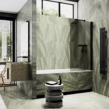 Шторка на ванну Maybah Glass MGV-766-6 40х140 см, профиль черный, стекло бронза матовая