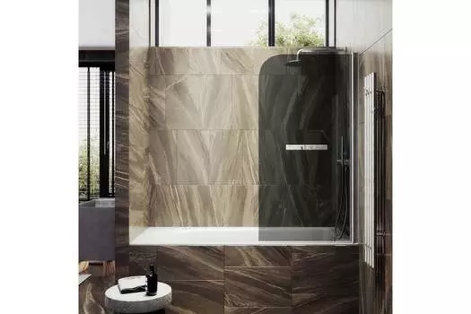 Шторка на ванну Maybah Glass MGV-767-5 40х140 см, профиль хром матовый, стекло графит