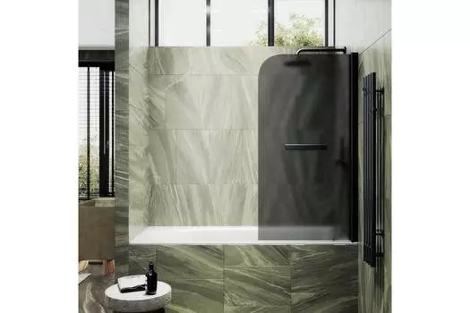 Шторка на ванну Maybah Glass MGV-768-6 40х140 см, профиль черный, стекло графит матовый