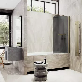 Шторка на ванну Maybah Glass MGV-768-2 40х140 см, профиль бронза, стекло графит матовый