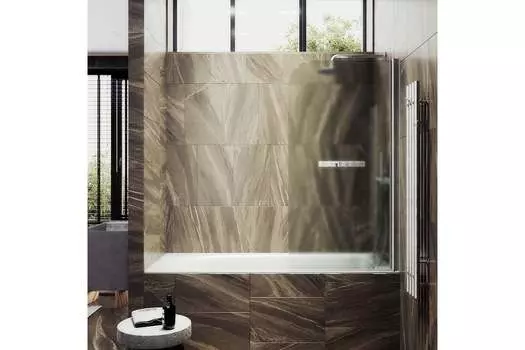 Шторка на ванну Maybah Glass MGV-769-5 40х140 см, профиль хром матовый, стекло сатин