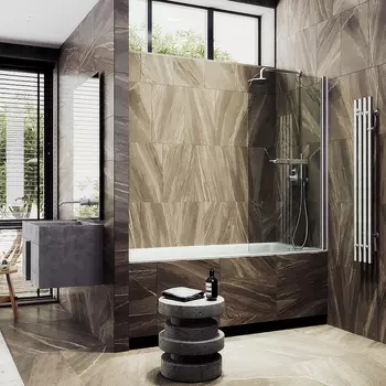 Шторка на ванну Maybah Glass MGV-770-5 50х140 см, профиль хром матовый, стекло прозрачное