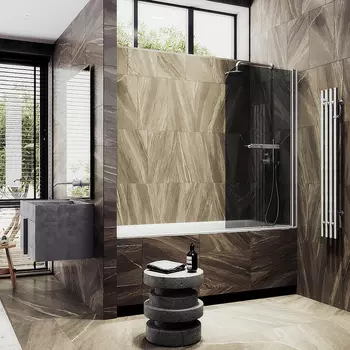 Шторка на ванну Maybah Glass MGV-773-5 50х140 см, профиль хром матовый, стекло графит