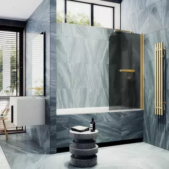 Шторка на ванну Maybah Glass MGV-774-3 50х140 см, профиль золото, стекло графит матовый