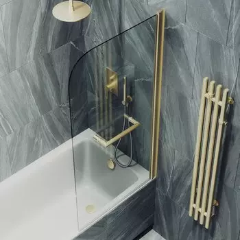 Шторка на ванну Maybah Glass MGV-776-3 60х140 см, профиль золото, стекло прозрачное