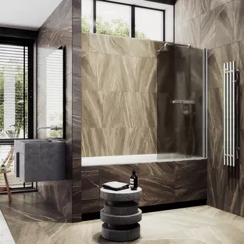 Шторка на ванну Maybah Glass MGV-778-5 60х140 см, профиль хром матовый, стекло бронза матовое