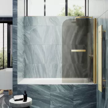 Шторка на ванну Maybah Glass MGV-778-3 60х140 см, профиль золото, стекло бронза матовое