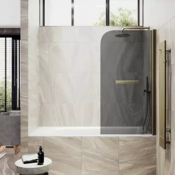 Шторка на ванну Maybah Glass MGV-779-2 60х140 см, профиль бронза, стекло графит