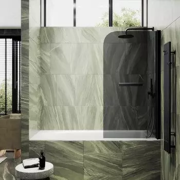 Шторка на ванну Maybah Glass MGV-779-6 60х140 см, профиль черный, стекло графит