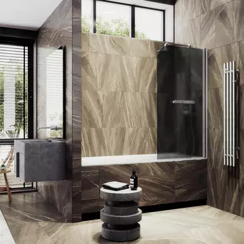 Шторка на ванну Maybah Glass MGV-780-5 60х140 см, профиль хром матовый, стекло графит матовый