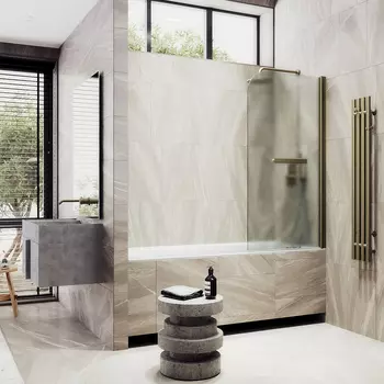 Шторка на ванну Maybah Glass MGV-781-2 60х140 см, профиль бронза, стекло сатин