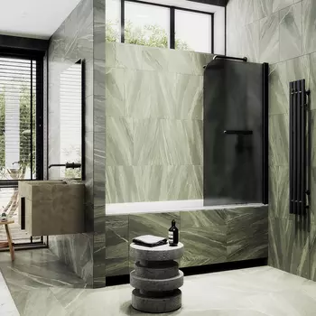 Шторка на ванну Maybah Glass MGV-786-6 70х140 см, профиль черный, стекло графит матовый