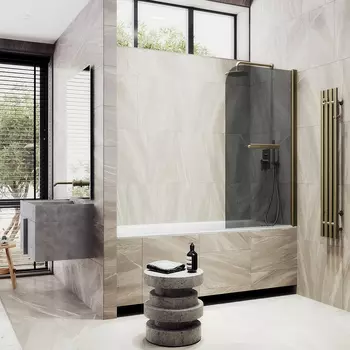 Шторка на ванну Maybah Glass MGV-791-2 80х140 см, профиль бронза, стекло графит