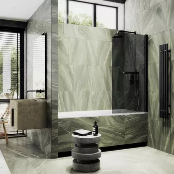 Шторка на ванну Maybah Glass MGV-791-6 80х140 см, профиль черный, стекло графит