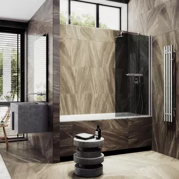 Шторка на ванну Maybah Glass MGV-791-5 80х140 см, профиль хром матовый, стекло графит