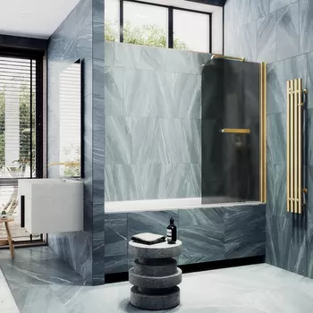 Шторка на ванну Maybah Glass MGV-792-3 80х140 см, профиль золото, стекло графит матовый