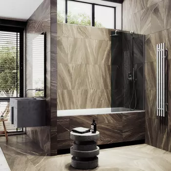 Шторка на ванну Maybah Glass MGV-80-5ш 60х140 см, профиль хром матовый, стекло графит