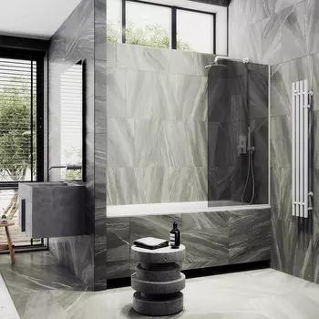 Шторка на ванну Maybah Glass MGV-83-1у 90х140 см, профиль белый, стекло графит