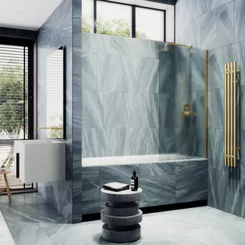 Шторка на ванну Maybah Glass MGV-91-3ш 50х140 см, профиль золото, стекло сатин