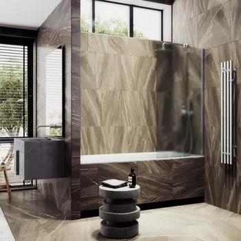 Шторка на ванну Maybah Glass MGV-91-5ш 50х140 см, профиль хром матовый, стекло сатин