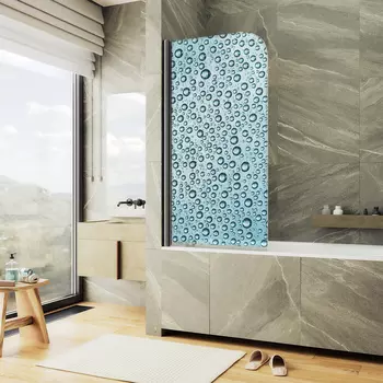 Шторка на ванну Maybah Glass MGV-928-ФП011-6 60х140 см, профиль черный, стекло с узором