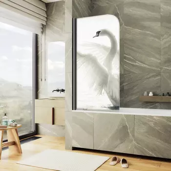 Шторка на ванну Maybah Glass MGV-928-ФП003-6 60х140 см, профиль черный, стекло с узором