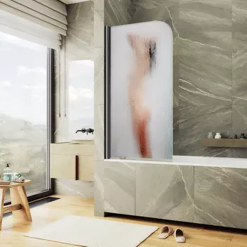 Шторка на ванну Maybah Glass MGV-929-ФП014-6 70х140 см, профиль черный, стекло с узором