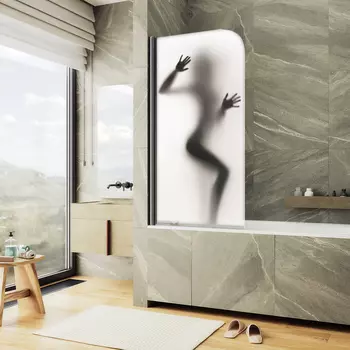 Шторка на ванну Maybah Glass MGV-929-ФП016-6 70х140 см, профиль черный, стекло с узором