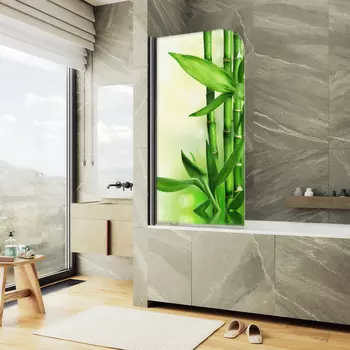 Шторка на ванну Maybah Glass MGV-929-ФП018-6 70х140 см, профиль черный, стекло с узором