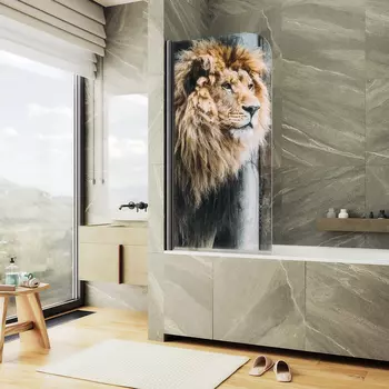 Шторка на ванну Maybah Glass MGV-930-ФП001-6 80х140 см, профиль черный, стекло с узором