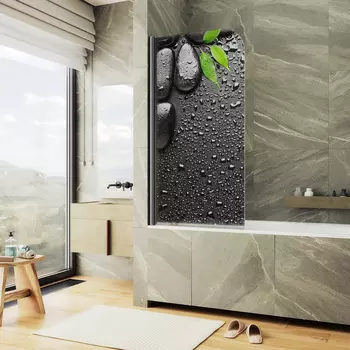 Шторка на ванну Maybah Glass MGV-930-ФП006-6 80х140 см, профиль черный, стекло с узором