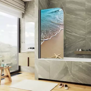 Шторка на ванну Maybah Glass MGV-930-ФП009-6 80х140 см, профиль черный, стекло с узором