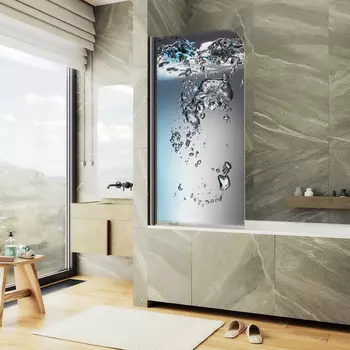 Шторка на ванну Maybah Glass MGV-930-ФП010-6 80х140 см, профиль черный, стекло с узором