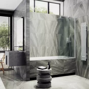 Шторка на ванну Maybah Glass MGV-95-1ш 90х140 см, профиль белый, стекло сатин