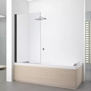 Шторка на ванну Novellini Young Y21V85-1H 85х151,6 см, профиль черный матовый, стекло прозрачное