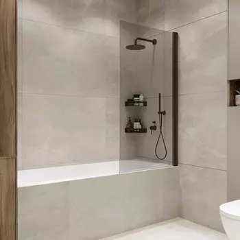 Шторка на ванну Terminus Ното 2CW150х70BT 70х150 см, профиль черный, стекло тонированное