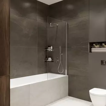 Шторка на ванну Terminus Ното 2CW150х70C 70х150 см, профиль хром, стекло прозрачное