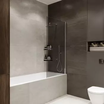 Шторка на ванну Terminus Ното 2CW150х70CT 70х150 см, профиль хром, стекло тонированное