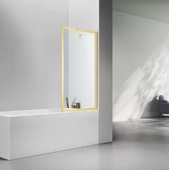 Шторка на ванну Veconi Palau PL85G-90-01-C7 90х150 профиль брашированное золото, стекло прозрачное