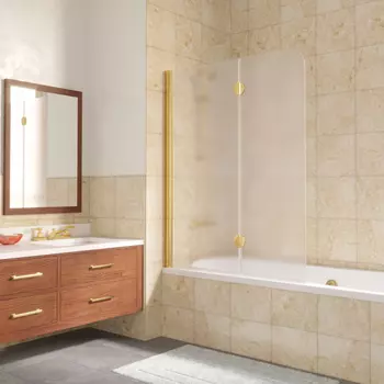 Шторка на ванну Vegas Glass E2V LUX 120 09 01 L профиль золото, стекло сатин