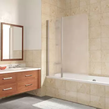 Шторка на ванну Vegas Glass E2V ST LUX 115 профиль глянцевый хром, стекло сатин