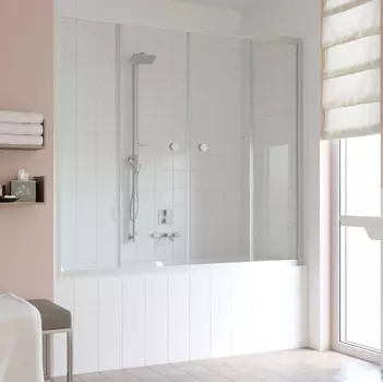 Шторка на ванну Vegas Glass Z2V 0160 07 01 профиль матовый хром, стекло прозрачное