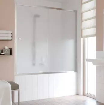 Шторка на ванну Vegas Glass ZV 0150 08 10 профиль глянцевый хром, стекло сатин