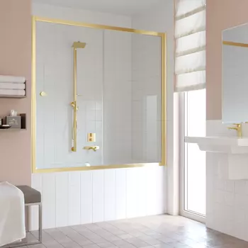 Шторка на ванну Vegas Glass ZV 0150 09 01 профиль золото, стекло прозрачное